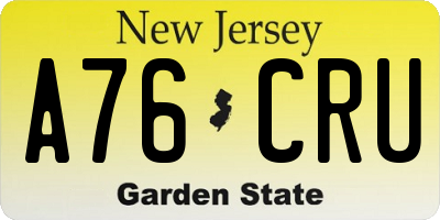 NJ license plate A76CRU