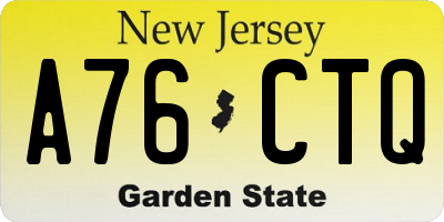 NJ license plate A76CTQ