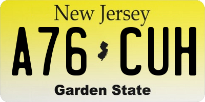 NJ license plate A76CUH