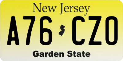 NJ license plate A76CZO
