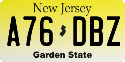 NJ license plate A76DBZ