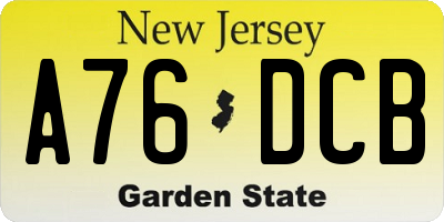 NJ license plate A76DCB