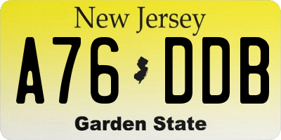 NJ license plate A76DDB