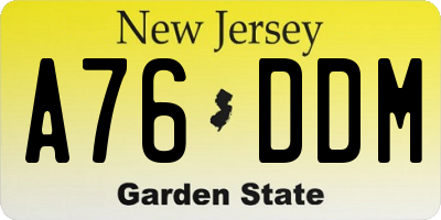 NJ license plate A76DDM