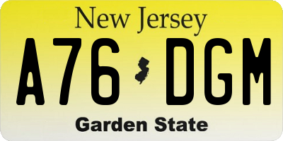 NJ license plate A76DGM