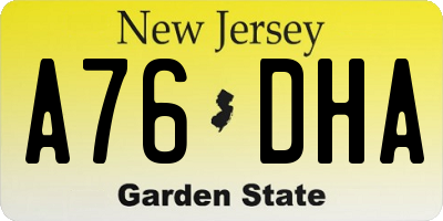 NJ license plate A76DHA