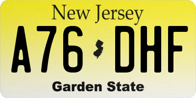 NJ license plate A76DHF