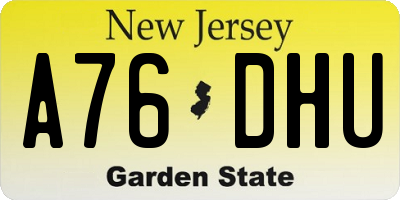 NJ license plate A76DHU