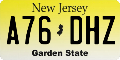 NJ license plate A76DHZ