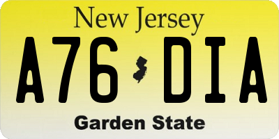 NJ license plate A76DIA