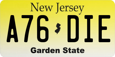 NJ license plate A76DIE