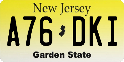 NJ license plate A76DKI