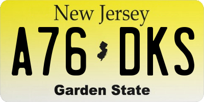 NJ license plate A76DKS