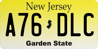 NJ license plate A76DLC