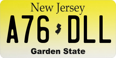 NJ license plate A76DLL