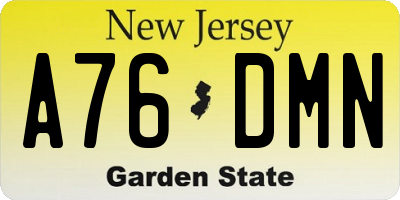 NJ license plate A76DMN