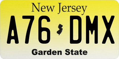 NJ license plate A76DMX