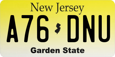 NJ license plate A76DNU