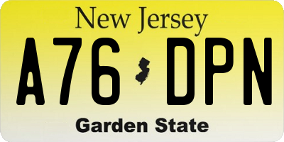 NJ license plate A76DPN