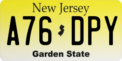NJ license plate A76DPY