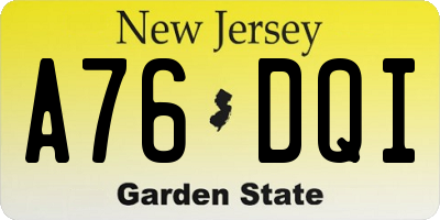 NJ license plate A76DQI
