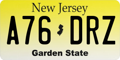 NJ license plate A76DRZ