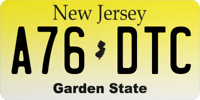 NJ license plate A76DTC