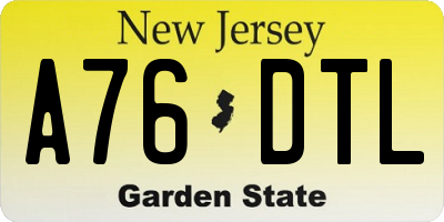 NJ license plate A76DTL