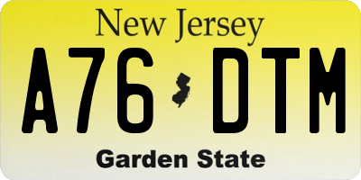 NJ license plate A76DTM