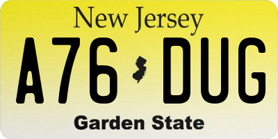 NJ license plate A76DUG