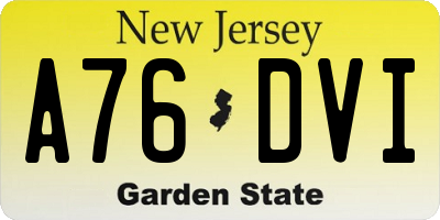 NJ license plate A76DVI