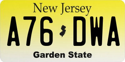 NJ license plate A76DWA
