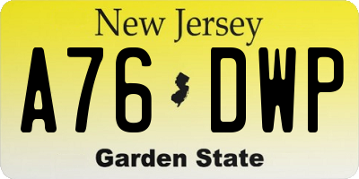 NJ license plate A76DWP