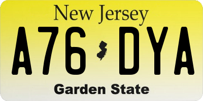 NJ license plate A76DYA