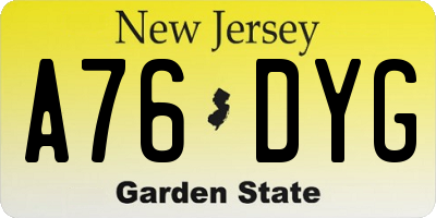NJ license plate A76DYG