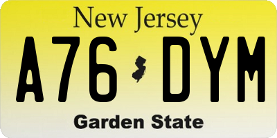 NJ license plate A76DYM