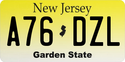 NJ license plate A76DZL