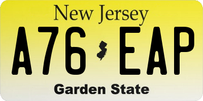 NJ license plate A76EAP