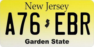NJ license plate A76EBR