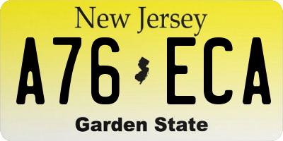 NJ license plate A76ECA