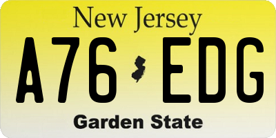 NJ license plate A76EDG