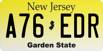 NJ license plate A76EDR
