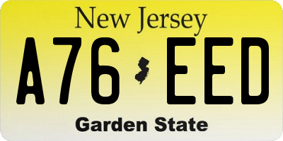 NJ license plate A76EED