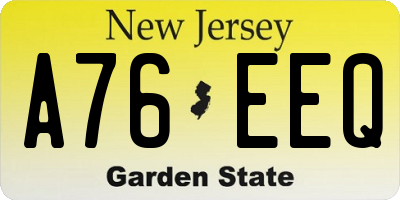 NJ license plate A76EEQ