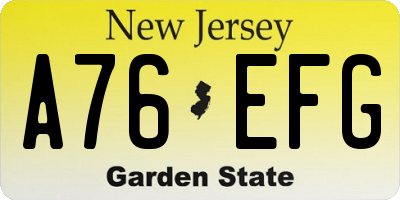 NJ license plate A76EFG