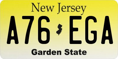 NJ license plate A76EGA