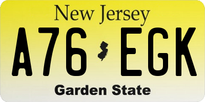 NJ license plate A76EGK
