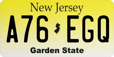 NJ license plate A76EGQ