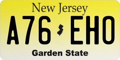 NJ license plate A76EHO