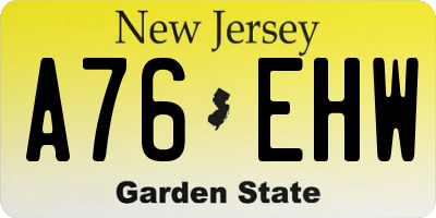 NJ license plate A76EHW